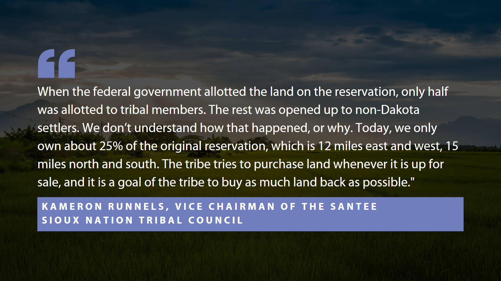 We are on Wahpekute land An interview with Kameron Runnels, Vice